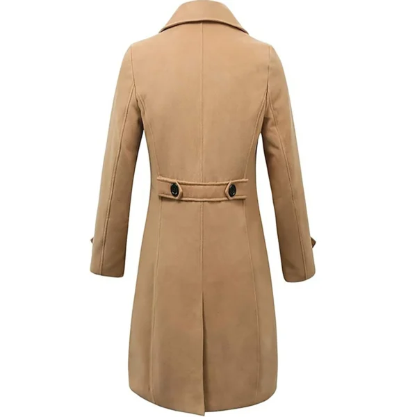 Autumn and winter men's woolen coat casual and fashionable double breasted long men's woolen coat - Image 4