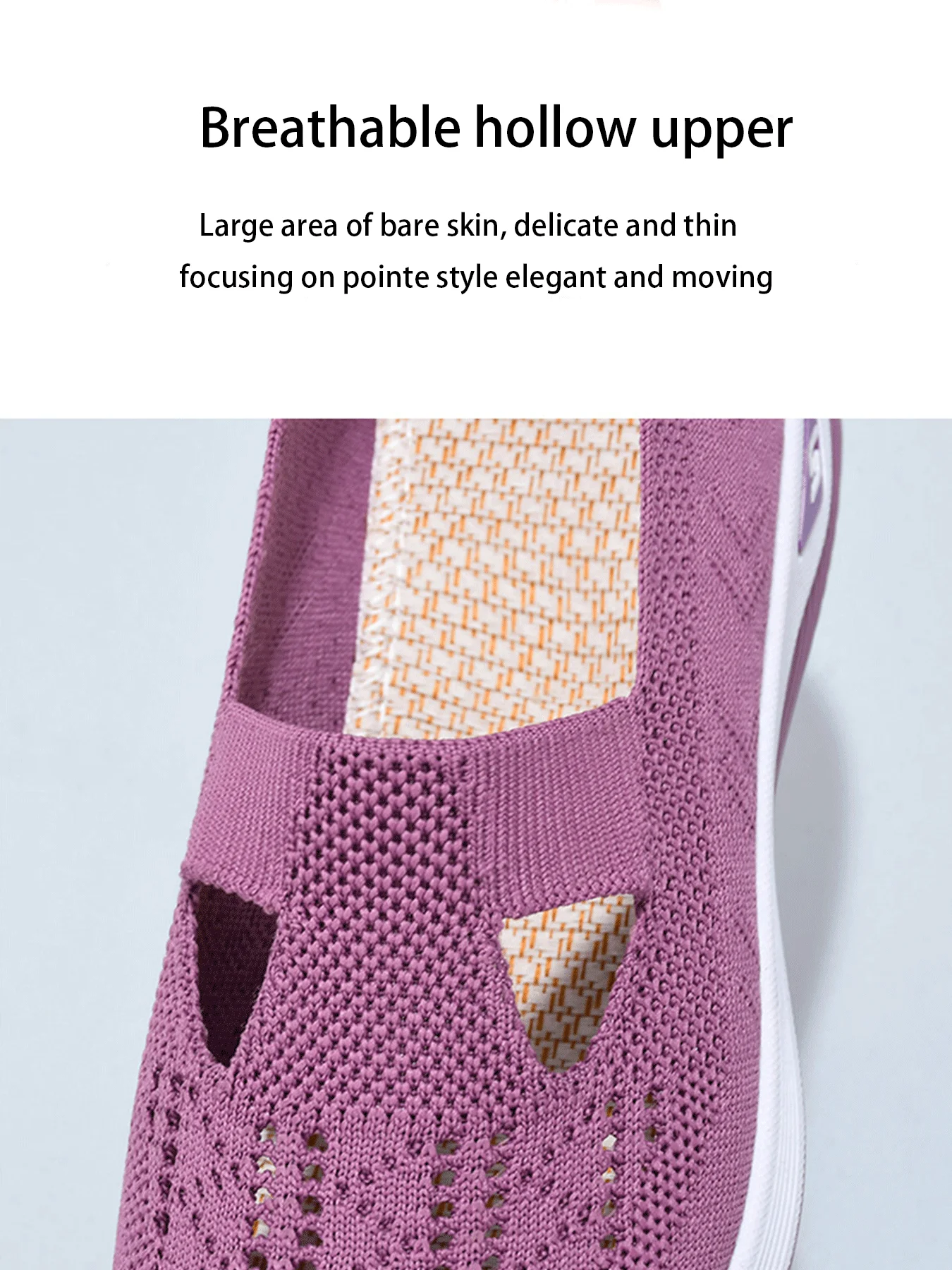 Women's Solid Color Breathable Sneakers, Soft Sole Lightweight Slip On Walking Shoes, Low-top Knitted Casual Shoes - Image 5