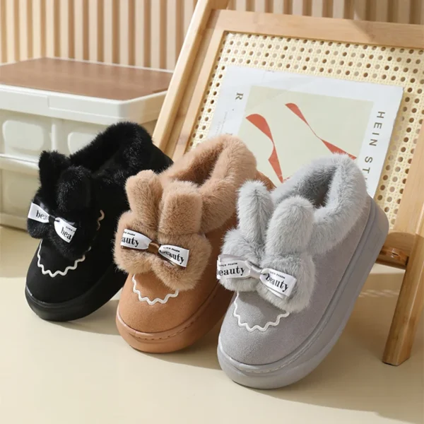 Snow Boots Winter New Women Warm Padded Cotton Shoes Indoor Thick Bottom Plush Rabbit Cotton Boots Leisure Soft Sole Ankle Boots