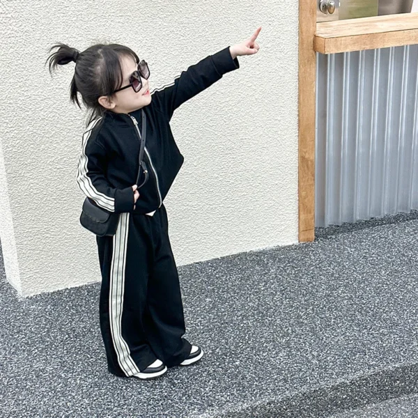 Girls Fashion Casual Sets Children Spring Autumn Sports Suits Kids Long-sleeved Jacket+Pants 2Pcs Outfits New Trend Clothes