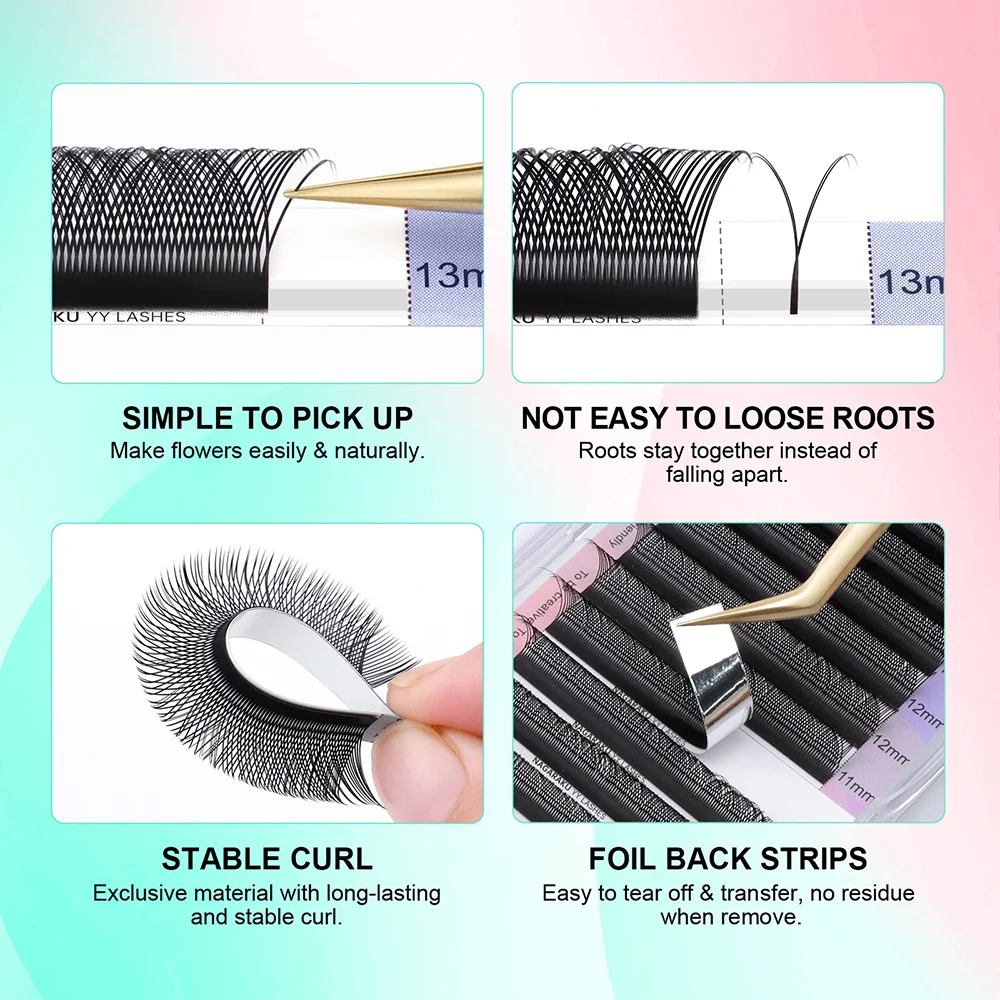 NAGARAKU YY Shape Double and Triple Tips Eyelash Extensions Hand Woven Premium Soft Natural Interlaced Makeup Mesh Net - Image 3