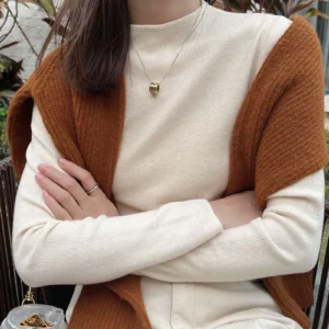 Bacis Sweater Women's Mock Neck Pullover Sweater Knitted 2023 Autumn Winter New Solid Color Outer Wear All-Match Bottom Top