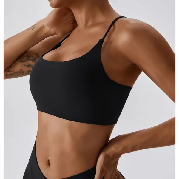 Solid Color U-Shaped Multi-Strap Cross Back Women Fitness Sports Bra Top Gym Yoga Athletic Tight Workout Jog Soft With Chest Pad - Image 6