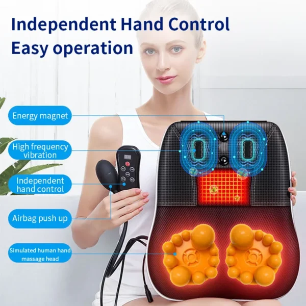 Jinkairui Electric Shiatsu Head Neck Cervical Ttraction Body Massager Car Back Pillow with Heating Vibrating Massage Device - Image 2