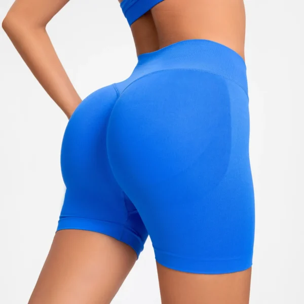 NCLAGEN Impact Shorts Women Fitness Sports Biker 4.5" Low Ribbed Band Gym Shorts Workout Scrunch Butt Yoga Seamless Leggings - Image 3