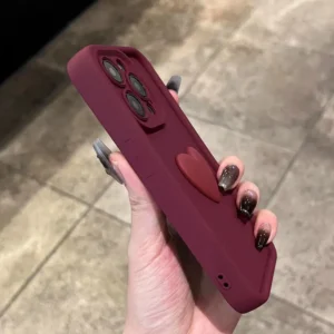 new wine red love liquid silicon case for iphone 15 14 13 12 11 pro max plus x xs xr Camera protection bumper back cover coffee