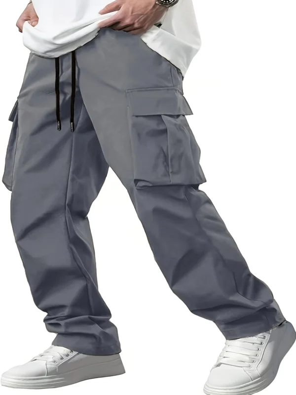 2024 new men's workwear pants, European and American men's loose straight casual pants, men's workwear pocket pants - Image 3
