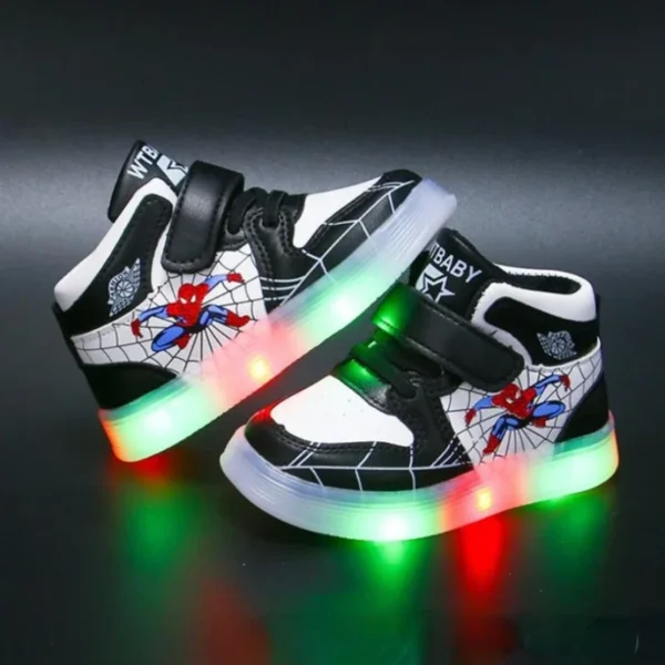 Disney Children's Led Light Shoes Fashion Design Spiderman Boys Sneakers Girls Cartoon Casual Shoes Breathable Kids Sport Shoes - Image 4