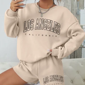 Korean Trend Woman Sweatshirts California West Coast Print Female hoodie Long Sleeves O-neck Pullovers Sporty and Rich Clothing