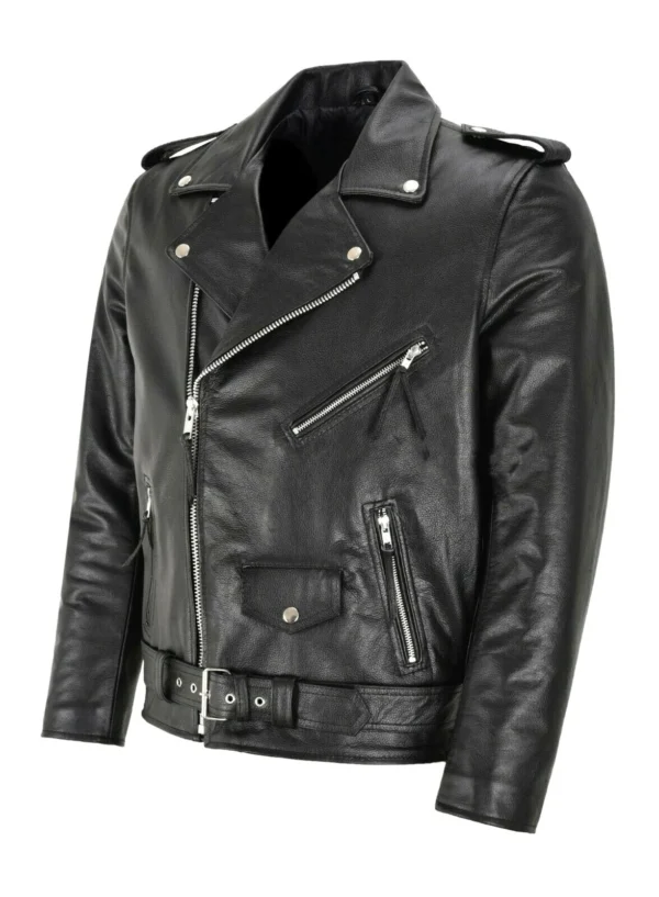 Men PU Leather Jacket Motorcycle Fashion Slim Fit Leather Coat - Image 2