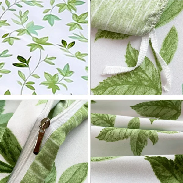 2/3pcs Set Green Flower Print Duvet Cover with Pillow Case Nordic Comforter Bedding Set Quilt Cover Queen/King Double Bed - Image 4