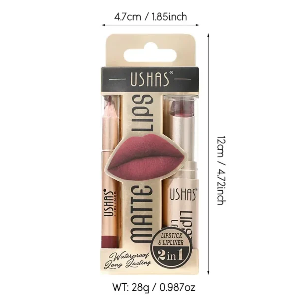 2 In 1 Lipstick Set Lip Liner Pencil Make-up for women Waterproof Long lasting Cosmetic Korean makeup Matte Lip Gloss Tint Stain - Image 6