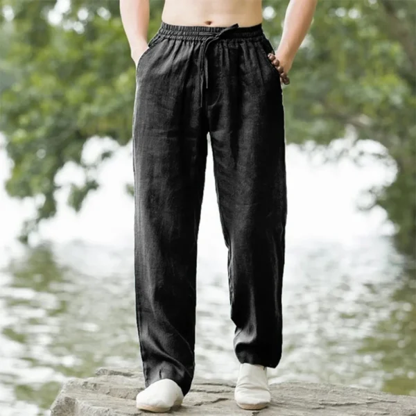 Men's Beach Pants Joggers Streetwear Cotton Linen Sweatpants Casual Pants Hawaiian Vacation Loose Summer Long