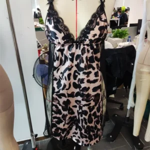 SFY2719 New Arrival Women'S Lace Halter Backless Nightdress Plus Size Leopard Print Seductive See-Through Women'S Sexy Lingerie