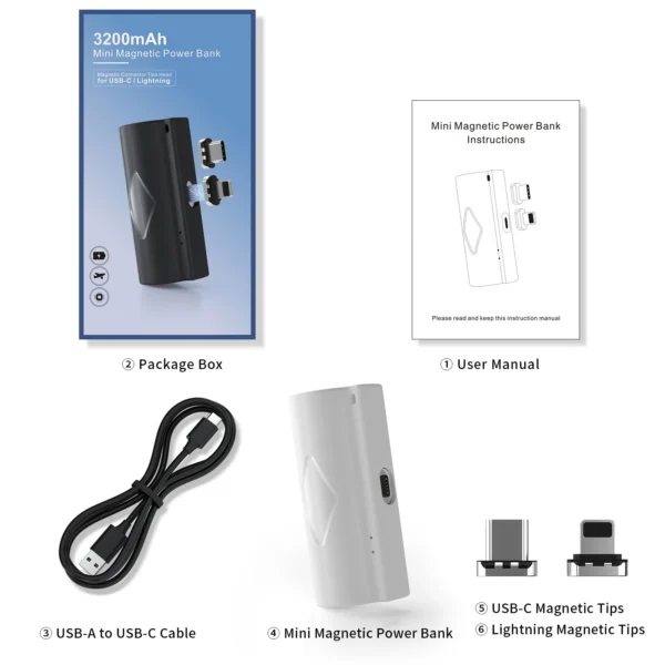 15W Magnetic Power Bank 3200mAh Super Fast Charging Wireless Powerbank External Battery Charger for IPhone 16/15/14/13/12 Xiaomi