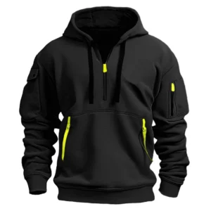 Autumn winter men's leisure sports multi-zip arm pocket hoodie jumper hoodie