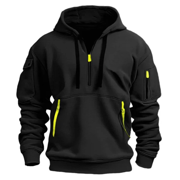 Autumn winter men's leisure sports multi-zip arm pocket hoodie jumper hoodie - Image 3