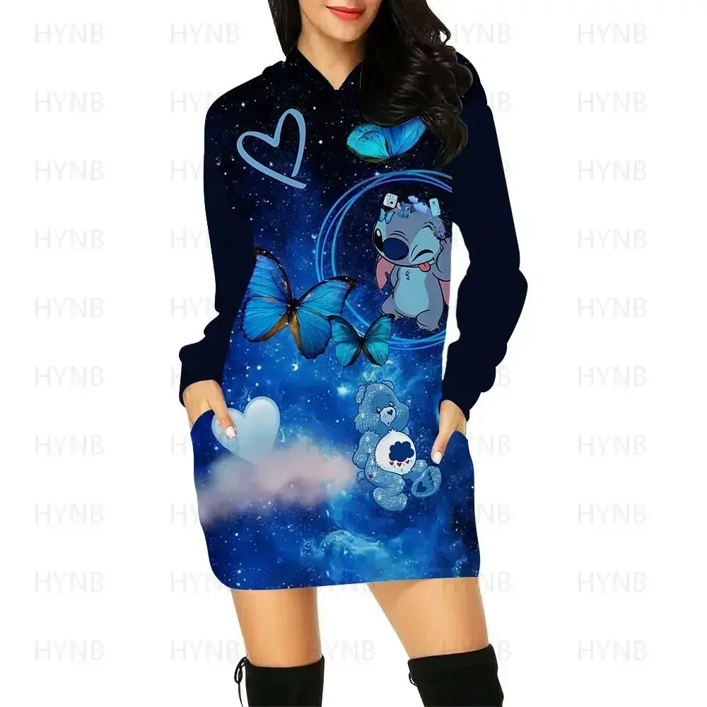 Y2k Stitch Dresses for Women 2024 Disney Woman Clothes Mini Dress With Hood Hoodie Kawaii Fashion Luxury Party Sweater Dress 5XL - Image 5