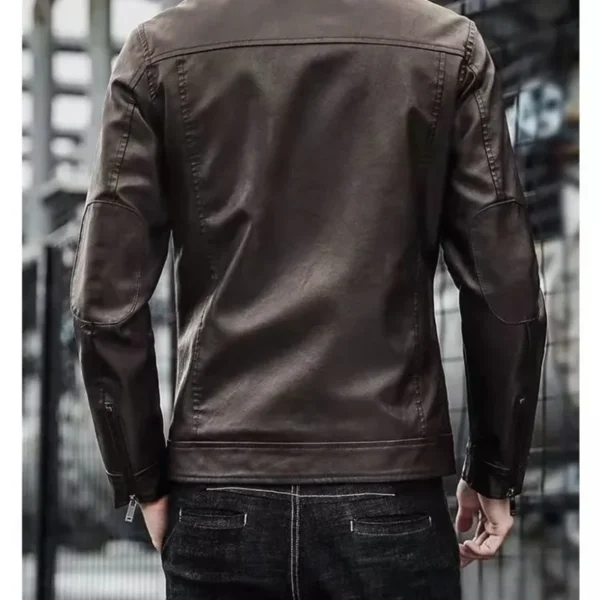 Men Leather Suit Jacket Men Slim Fit Short Coat Men Fashion Leather jacket Streetwear Casual Blazer Jackets Male Outerwear - Image 3