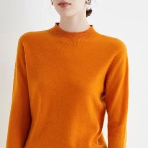 AOSSVIAO 2024 Autumn Winter Solid Mock-neck Pullover Sweater For Women Casual Knitwear Female Clothing Basic Soft Tops
