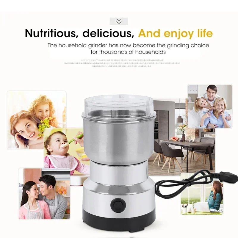 Electric Grinder Multifunctional Home Coffee Grinder Four Edged Blade Kitchen Cereal Nuts Beans Spices Grains Grinder Machine - Image 5