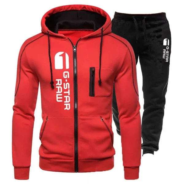 Fashion Print Tracksuit for Man Zipper Hooded Sweatshirt and Sweatpants Two Pieces Suits Male Casual Fitness Jogging Sports Sets - Image 3