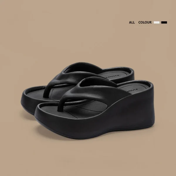 Women's Clip Toe Wedge Flip Flops 2024 Summer Chunky Platform Beach Sandals Woman Thick Sole High Heeled Eva Slippers Slides - Image 4
