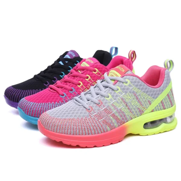 Women Air Cushion Running Shoes for Tennis Sports Fashion Sneakers Lace Up Lightweight Breathable Leisure Gym Walking Shoes