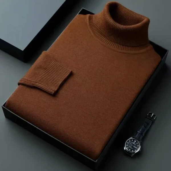 New Mens Long Sleeve Knitted Sweaters Solid Color Turtleneck Coats Slim Fit Pullover Men Clothing Lightweight Streetwear - Image 4