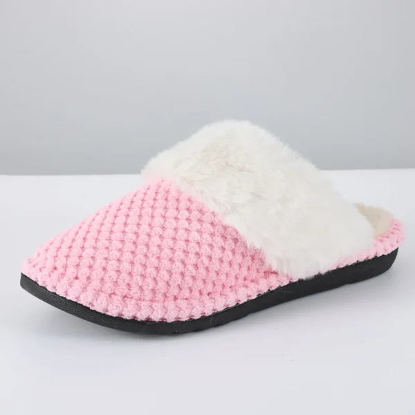 Shevalues New Plush Women Slippers Warm Fluffy Slippers Indoor Memory Foam Home Cotton Shoes Comfy Winter Women Non-Slip Slipper - Image 3