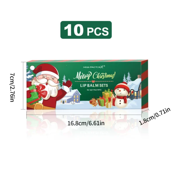 10PCS/Box Christmas gift box, lip balm set, deeply hydrating lip moisturizer, lip color brighten, gift to women - Image 6