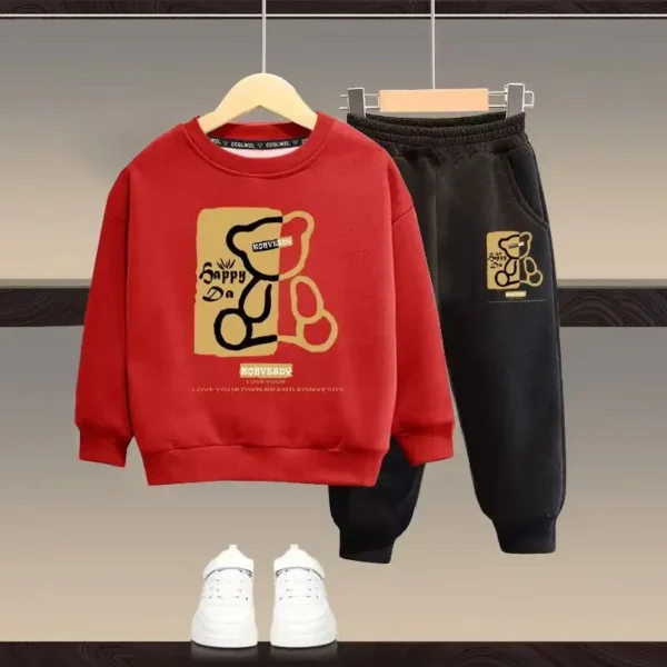 Autumn Baby Girls Clothes Set Kid Boy Cartoon Bear Printed Sweatshirt Pullover And Pants 2pcs Suit Children Top Bottom Tracksuit - Image 5