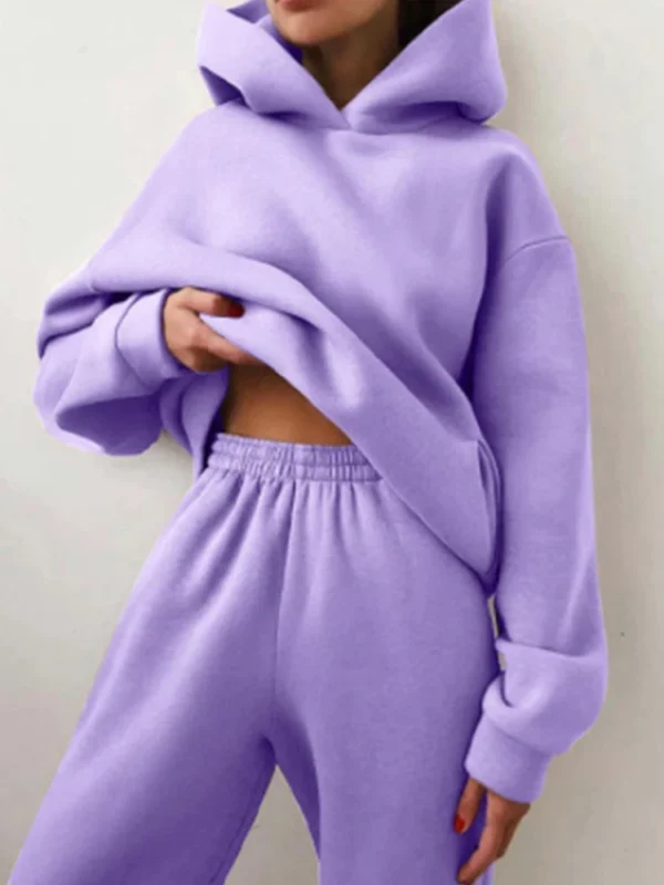 Women Autumn Winter Fleeced Tracksuits Casual Sweatpants and Hoodie Set Two Pieces Set Hooded Sweatshirt Sport Jogger Outfits - Image 2