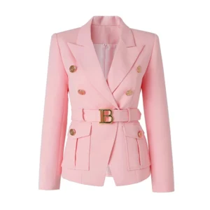 Factory Customize Luxury Quality Classic Style Office White Black Women Pocket Blazers with Blet