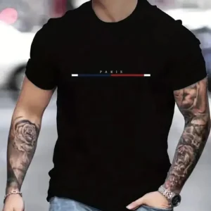 2024 New Digital Print Super Elastic Casual Short-Sleeved Men's Daily Party Home Social T-Shirt Solid Color Vintage Streetwear