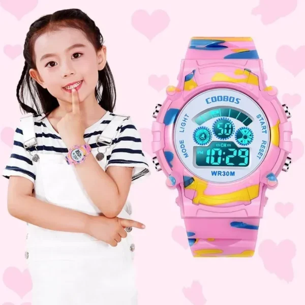 Military Kids Digital Watches Student Children's Watch Waterproof Luminous Led Alarm Boys Sports Camouflage Green Girls Clock - Image 4