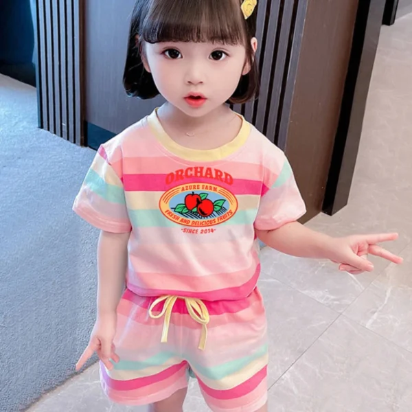 Cute Hello Kitty Summer Clothing Sets for Kids Baby Girls Outfits Children's Short Sleeve T Shirt + Elastic Waist Shorts 2pcs - Image 5