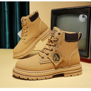 High Top Boots Men's Leather Shoes Fashion Motorcycle Ankle Boots for Men Winter Boots Man Shoes Lace-Up Botas Hombre