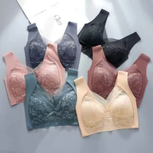 Top High Quality Lace Ladies Underwear Sexy and Comfortable No Steel Rings Fixed Cups Gathered Small Large Size Bra Thin Section