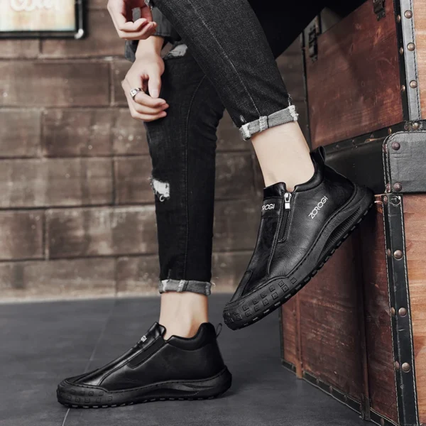 Men Leather Sport Shoes Leather Running Shoes Outdoor Waterproof Sneakers Men Lightweight Athletic Sneakers for Men - Image 6