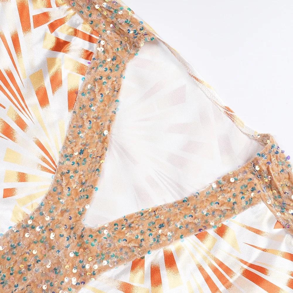 Muslim Party Dress Women Elegant Luxury 2024 V Neck Batwing Sleeve Sequined Loose Birthday Party Dinner Dress ClothFloor Length - Image 5