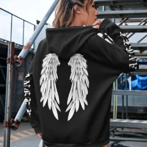 Beautiful Angel Wings Printed Hoodies Women Warm Comfortable Casual Hoodie Fashion Classic Hoody Loose Original Basic Clothes