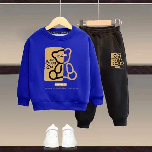 Autumn Baby Girls Clothes Set Kid Boy Cartoon Bear Printed Sweatshirt Pullover And Pants 2pcs Suit Children Top Bottom Tracksuit - Image 3