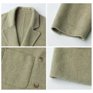 CHIC VEN Women's Woolen Coats Loose Casual Double Breasted Retro Double-sided Jacket Office Lady Outerwear Autumn Winter 2023
