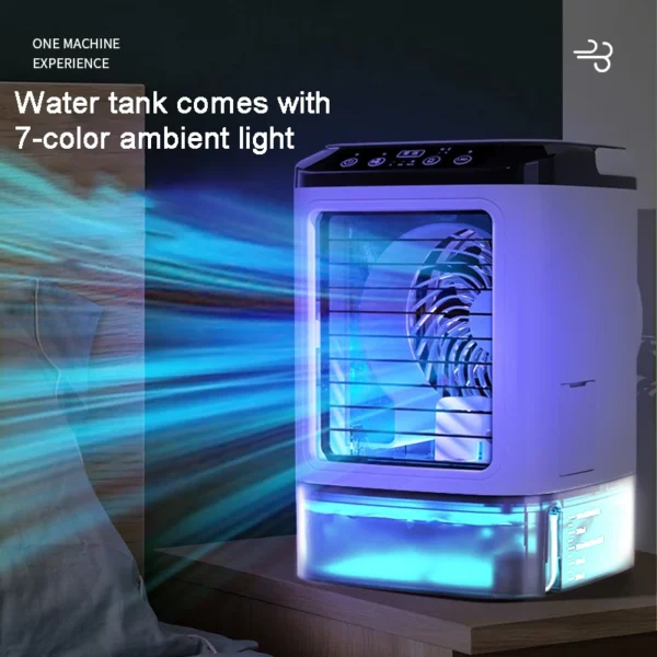 Desktop Air Conditioner Portable Fan Dual Spray Ultrasonic Atomization 3-Speed Mute Air Cooler Night Light Electric Fan for Home - Image 3