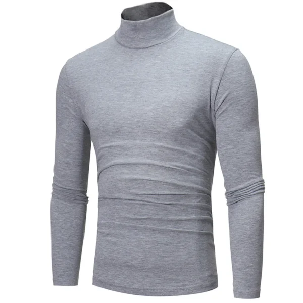 Fashion Men's Casual Slim Fit Basic Turtleneck High Collar Pullover Male Autumn Spring Thin Tops Basic Bottoming Plain T-shirt - Image 5