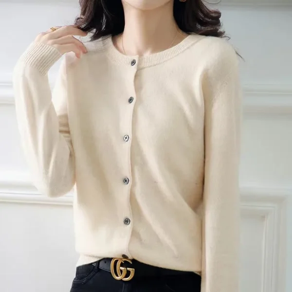 Women Cardigans Sweater O-neck Spring Autumn Knitted Cashmere Cardigans Solid Single Breasted Womens Sweaters DF4934 - Image 2