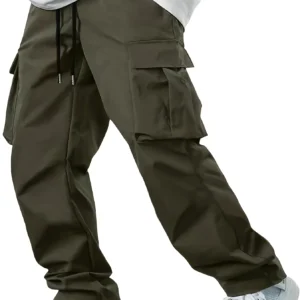 2024 new men's workwear pants, European and American men's loose straight casual pants, men's workwear pocket pants