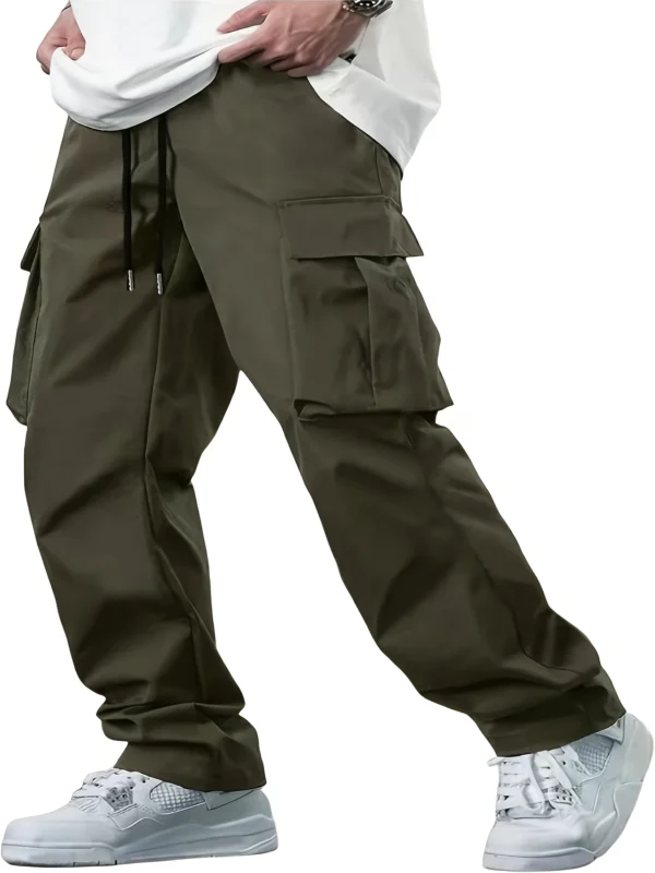2024 new men's workwear pants, European and American men's loose straight casual pants, men's workwear pocket pants - Image 2
