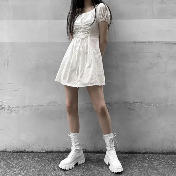 New Mid Calf Boots Women Autumn Winter Fashion Lace-up Ladies Chelsea Zipper Botas Mujer Boots Sports Platform Heel Ladies Shoes - Image 3